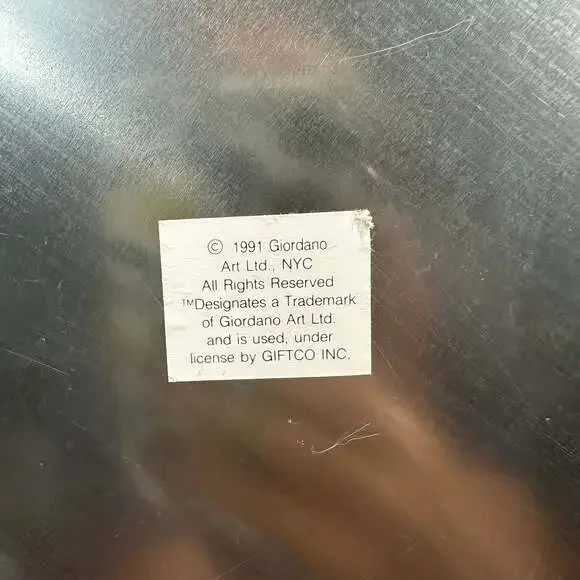 Vintage 1991 Giordano/Giftco Christmas Metal Tray Skating Teddy Bear and Mouse - Picture 5 of 5